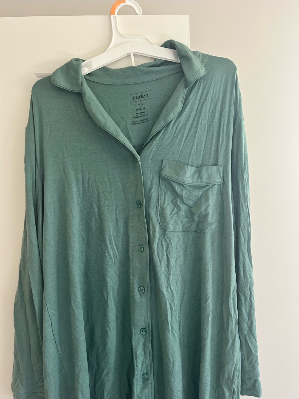 Auden Lightweight Button-Up Sleep Top in Sage